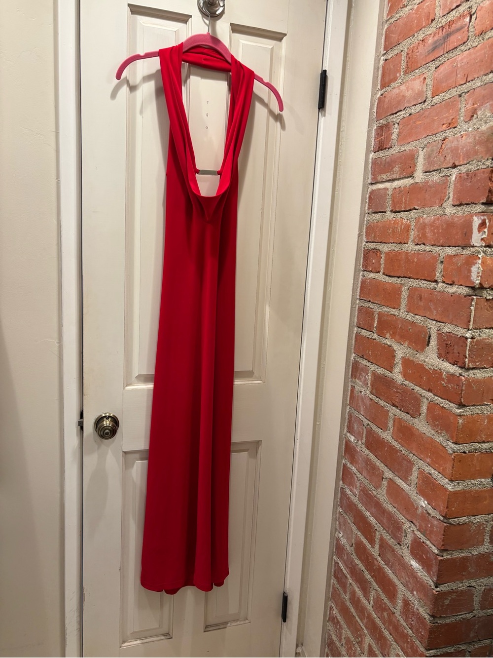 Red Vintage Cache Halter Maxi Dress - Elegant Women's Evening Dress
